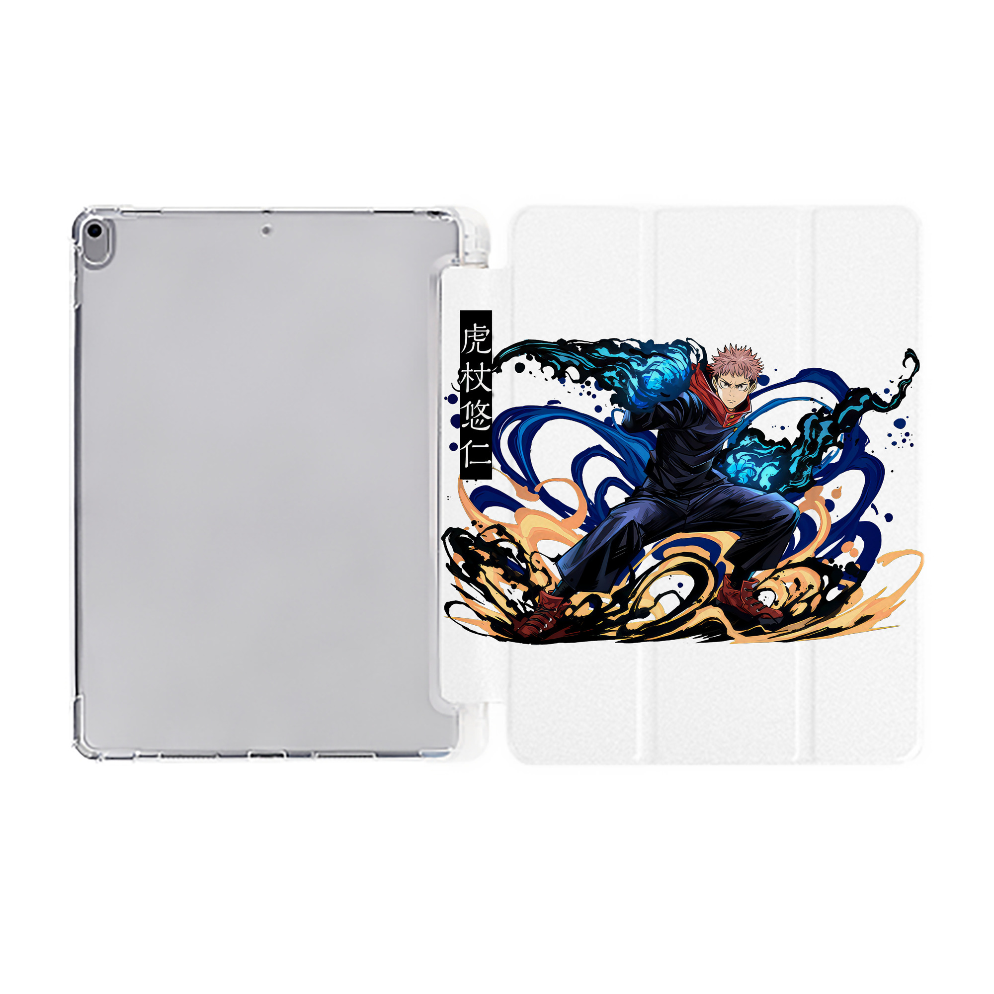 （画像用） 呪術廻戦 Jujutsu Kaisen IPad ケース ペン収納付き 三つ折りスタンド PUレザー×シリコン 対応機種9.5/10.5/10.9インチ
